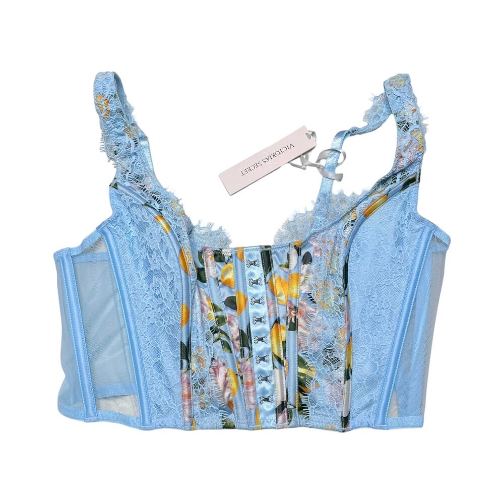 Victoria's Secret Lemon Grove Unlined Lace-Up Corset Top Size Medium